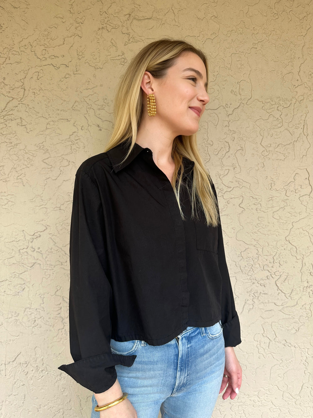Stateside Structured Poplin Pocket Shirt - Black