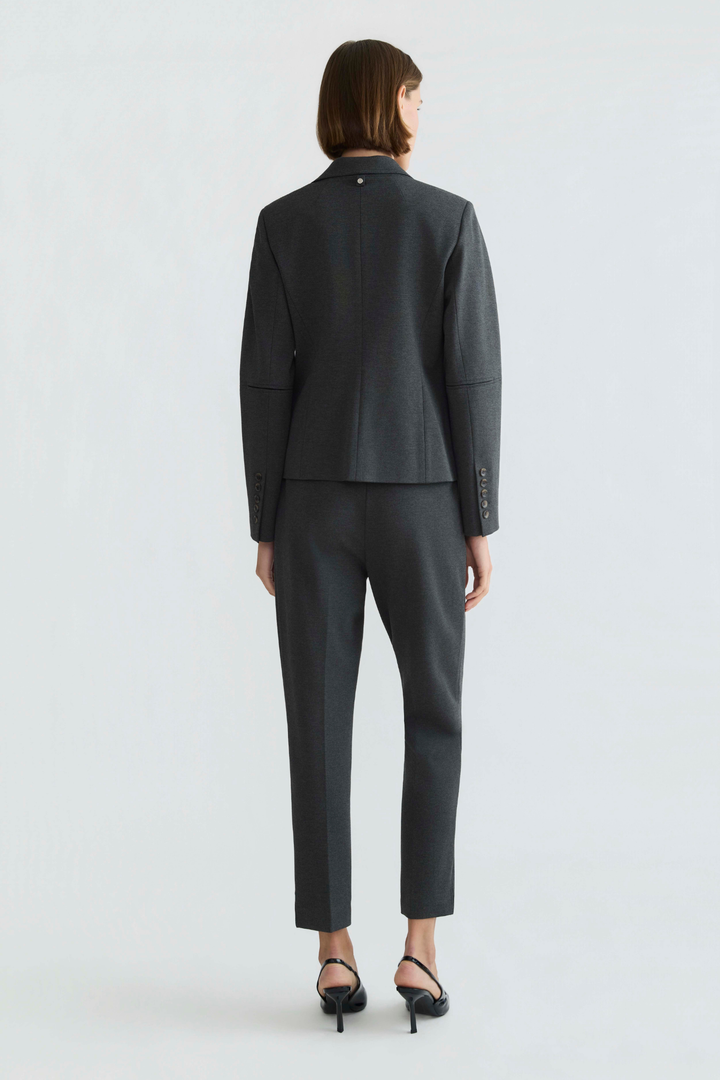 Adroit Atelier Carlisle Double Breasted Stretch Signature Blazer in Anthracite available at Barbara Katz