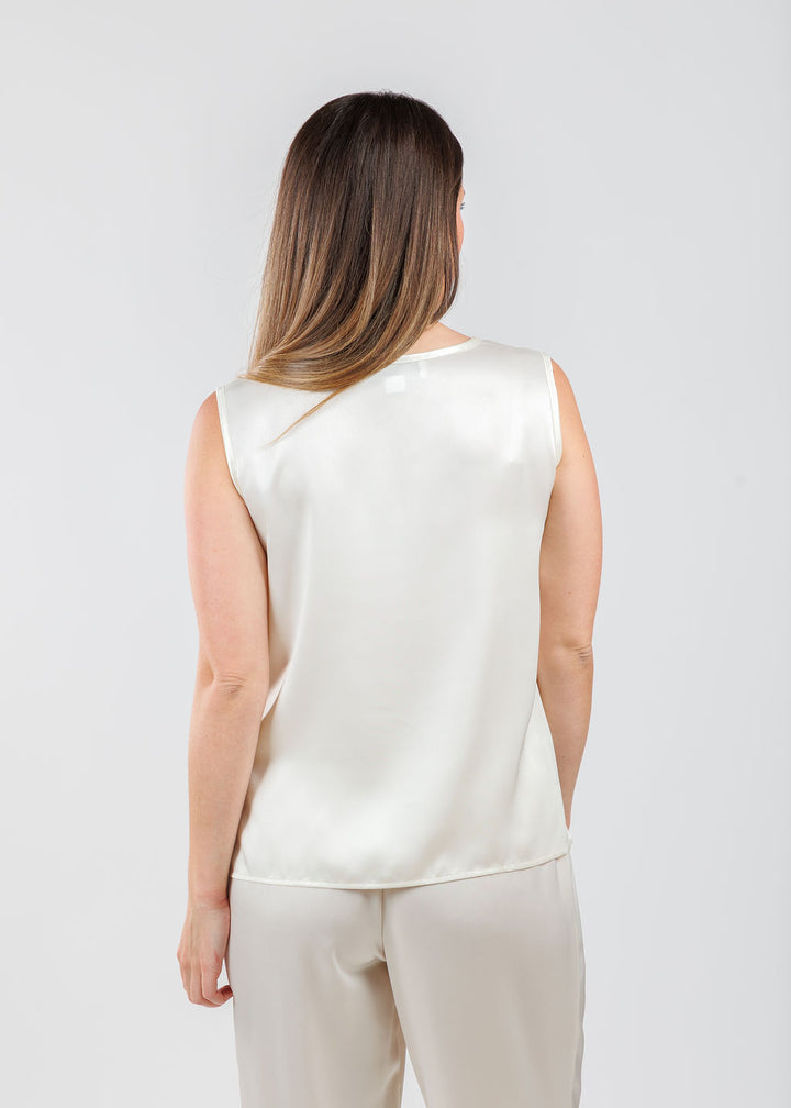Caroline Rose Soft Satin Tank in Ivory available at Barbara Katz