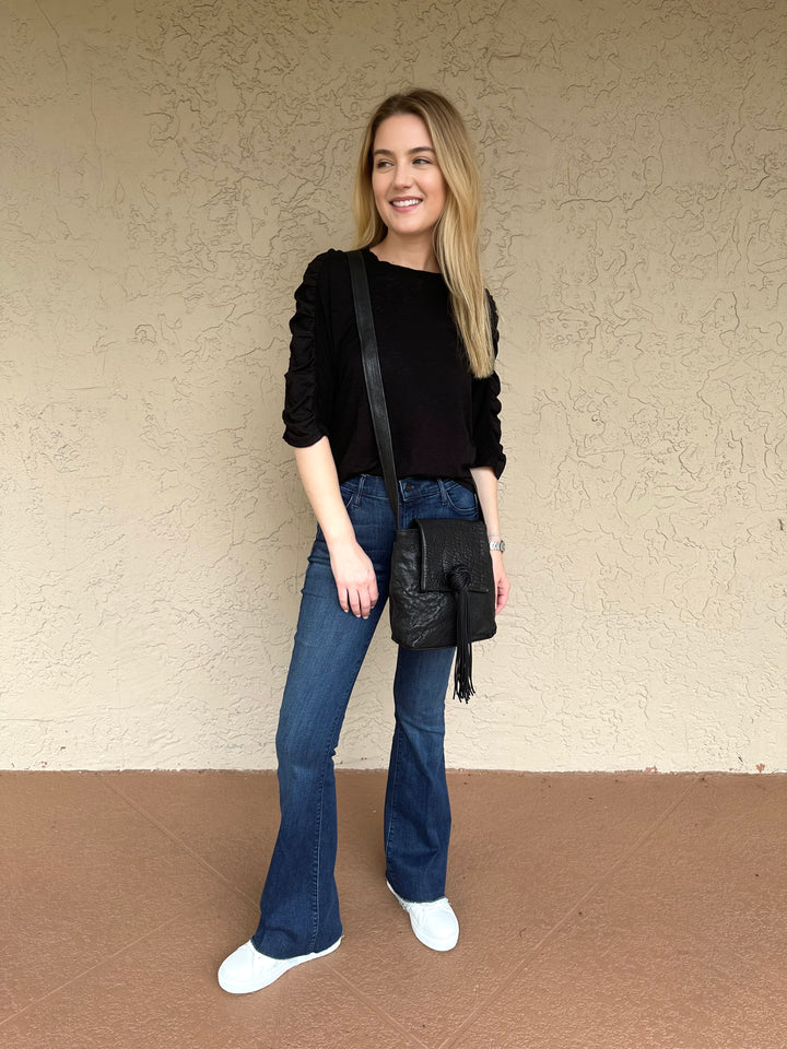 Stateside Supima Slub Mixed Media Dolman Top - Black