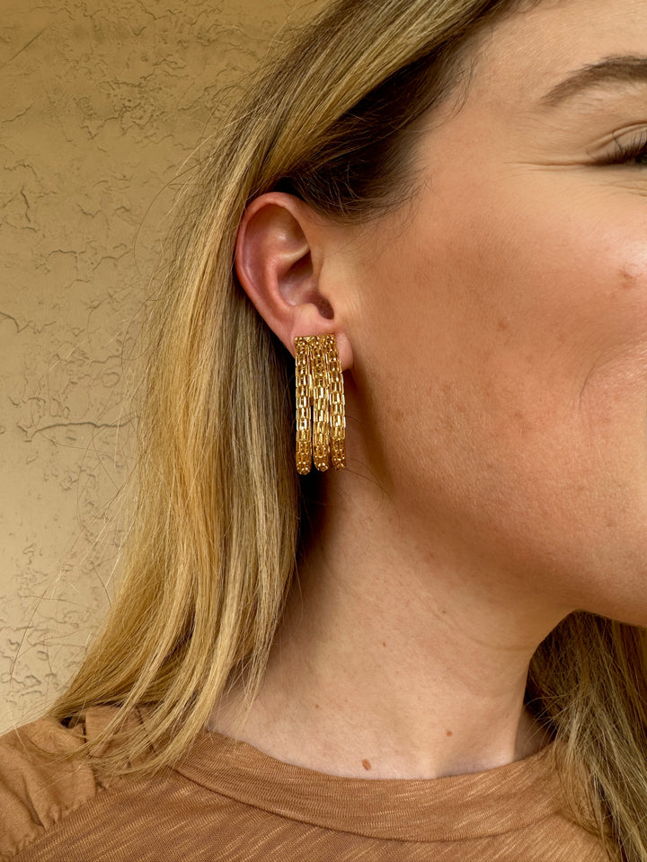 3 Row Chain Clip Earring