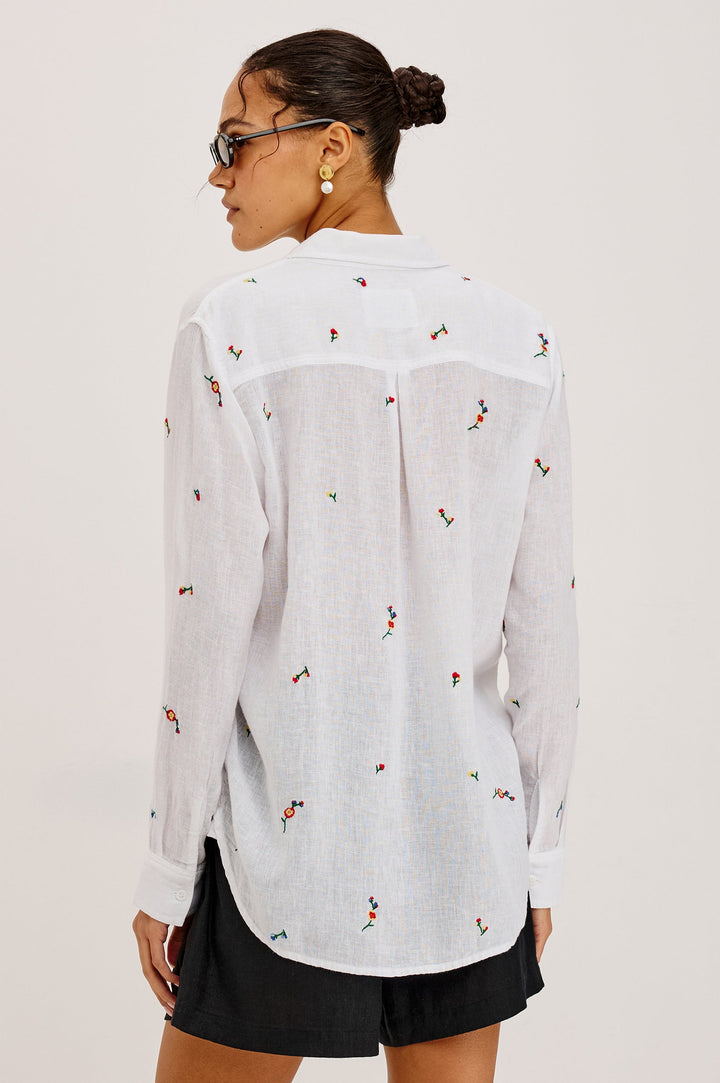 Rails Charli Linen/Rayon Shirt with Wildflower Embroidery available at Barbara Katz
