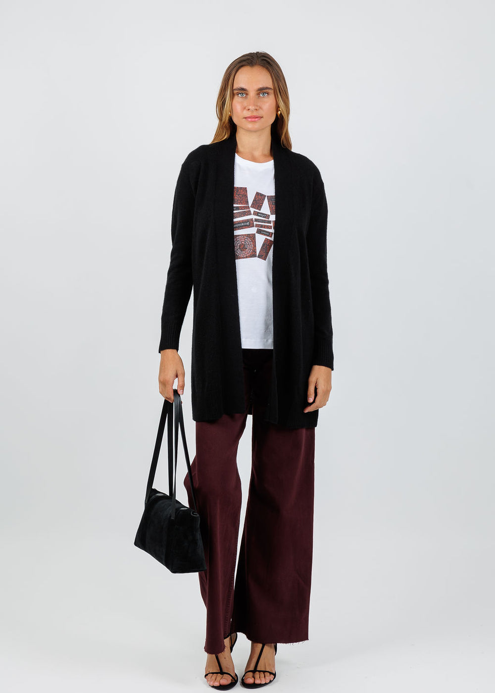 BK Caila Relaxed Cashmere Duster in Ebony available at Barbara Katz