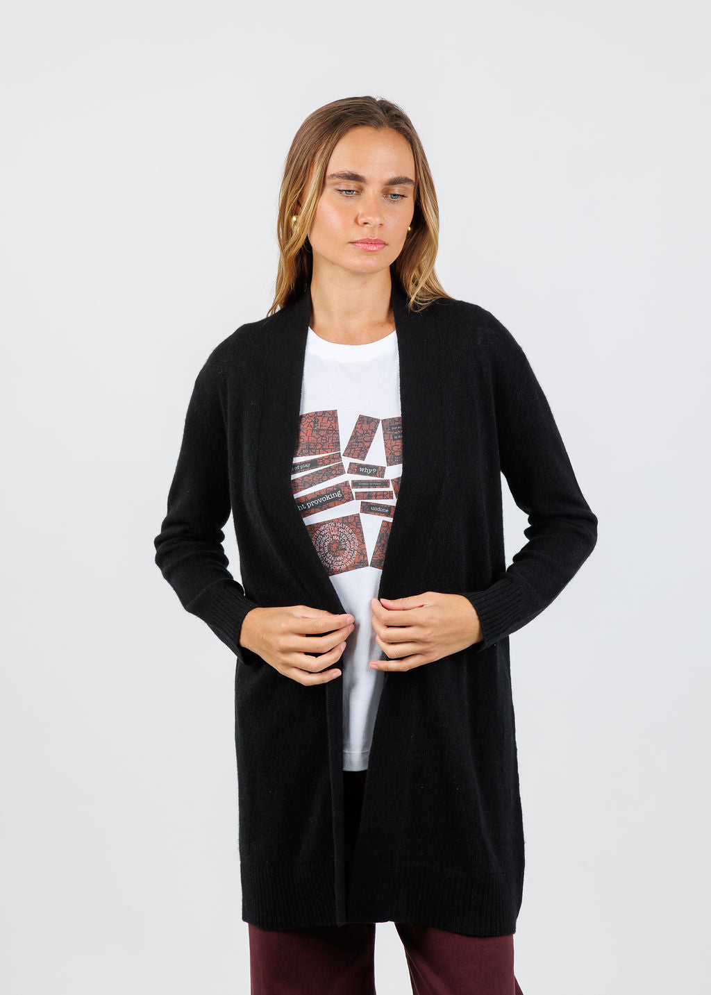 BK Caila Relaxed Cashmere Duster in Ebony available at Barbara Katz