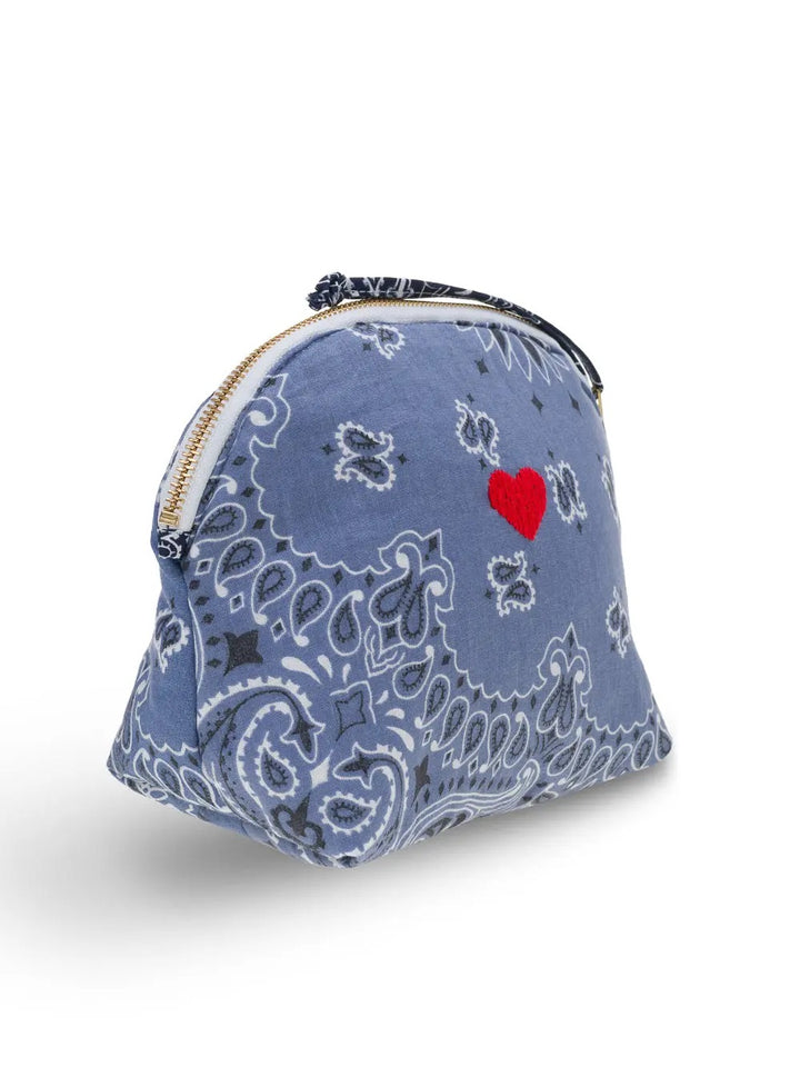 Call It By Your Name Small Vanity Pouch Heart - Chambray / Navy