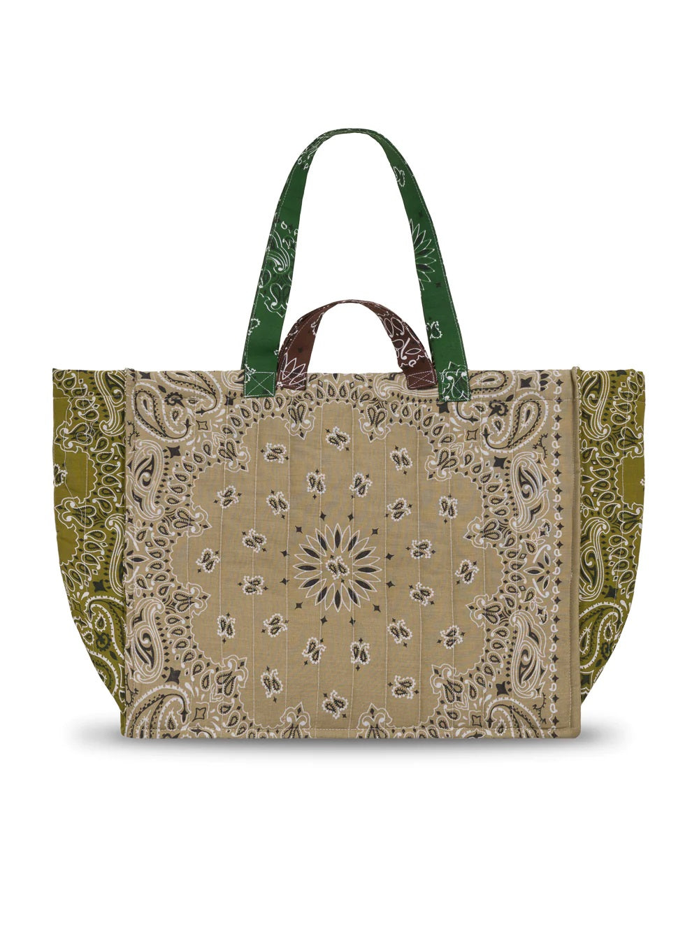 Call It By Your Name Quilted Maxi Cabas Tote - Love - Beige / Quadricolor