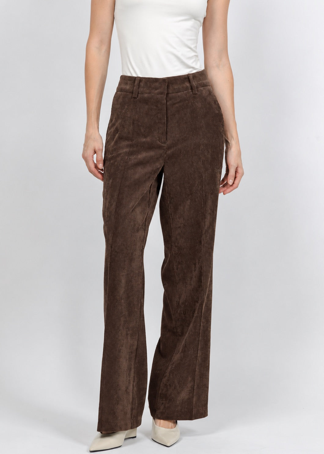 Cambio Amelie Corduroy Trouser in Chocolate available at Barbara Katz