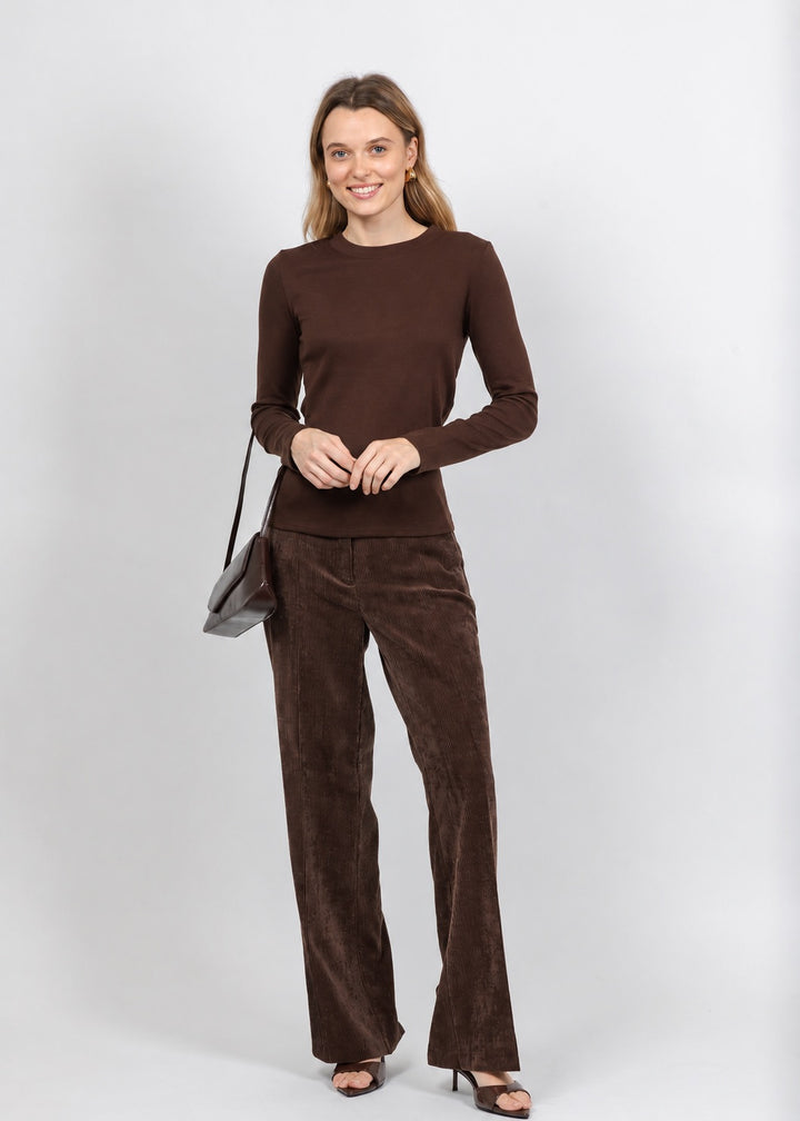 Cambio Amelie Corduroy Trouser in Chocolate available at Barbara Katz