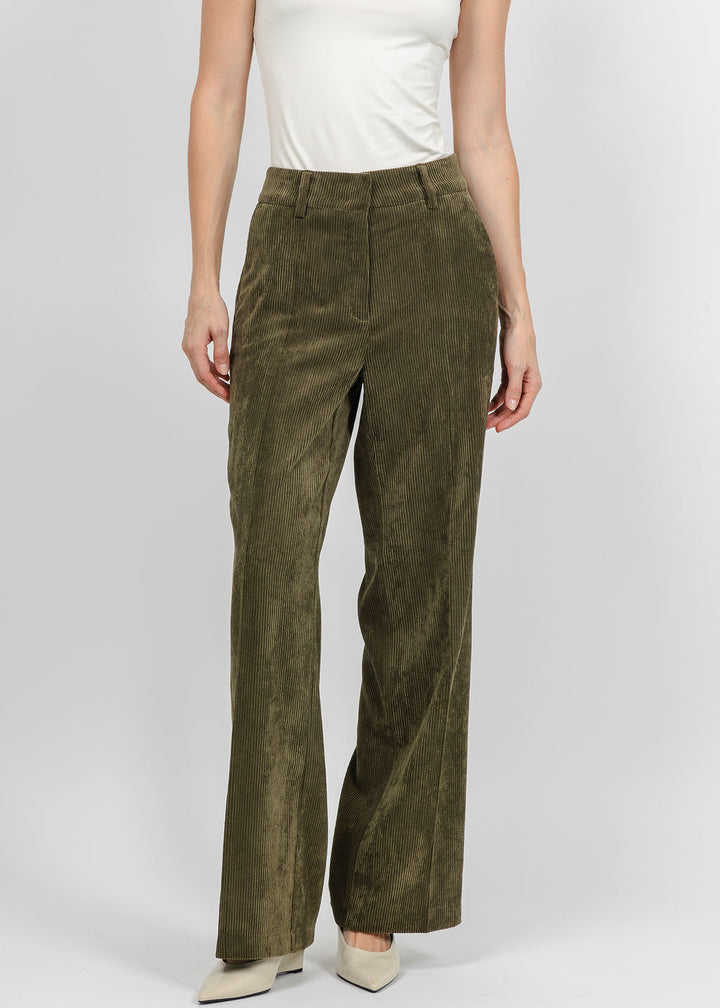 Cambio Amelie Corduroy Trouser in Olive available at Barbara Katz
