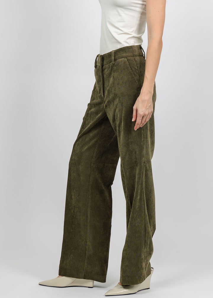 Cambio Amelie Corduroy Trouser in Olive available at Barbara Katz