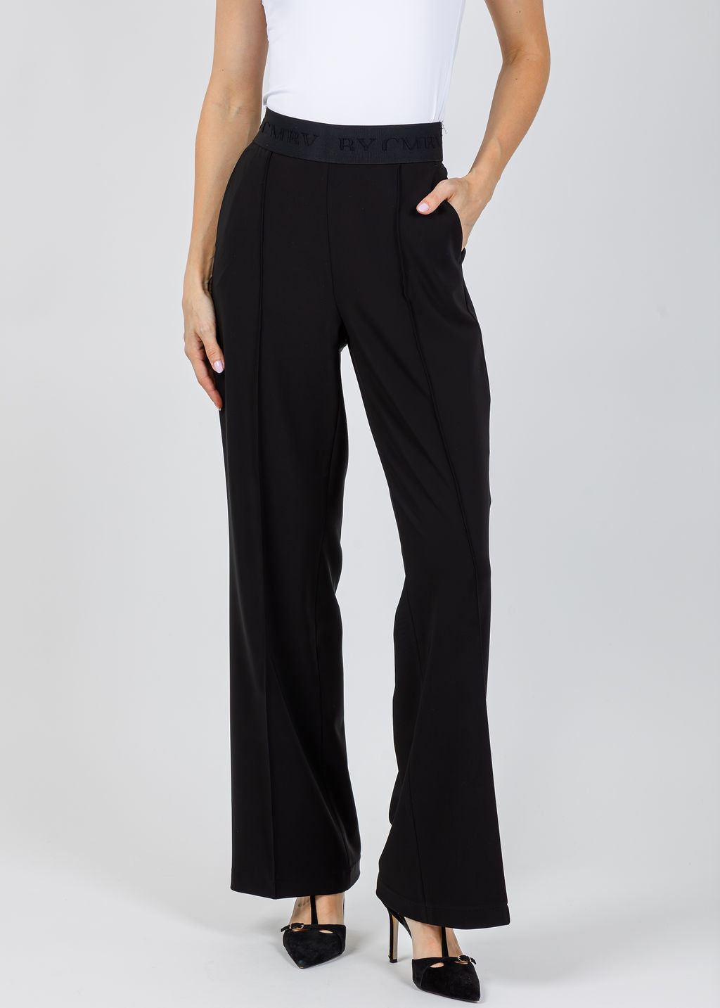 Cambio Ava Pull-On Long Trousers in Black available at Barbara Katz