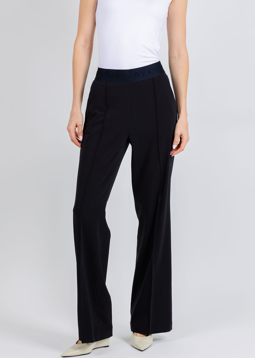 Cambio Ava Pull-On Long Trousers in Navy available at Barbara Katz