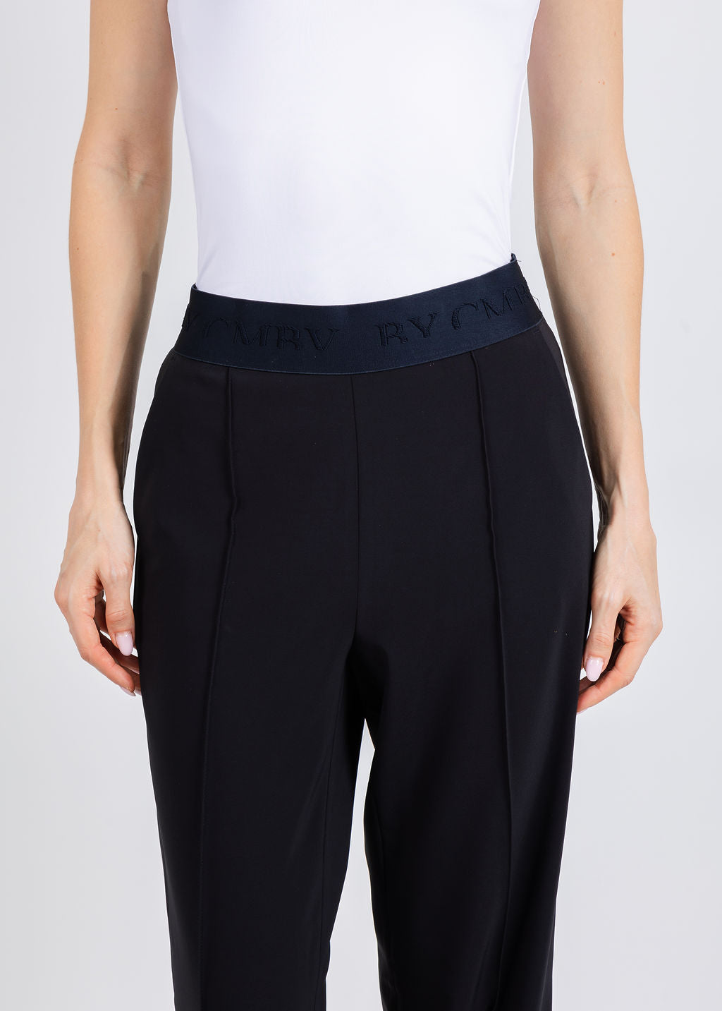Cambio Ava Pull-On Long Trousers in Navy available at Barbara Katz