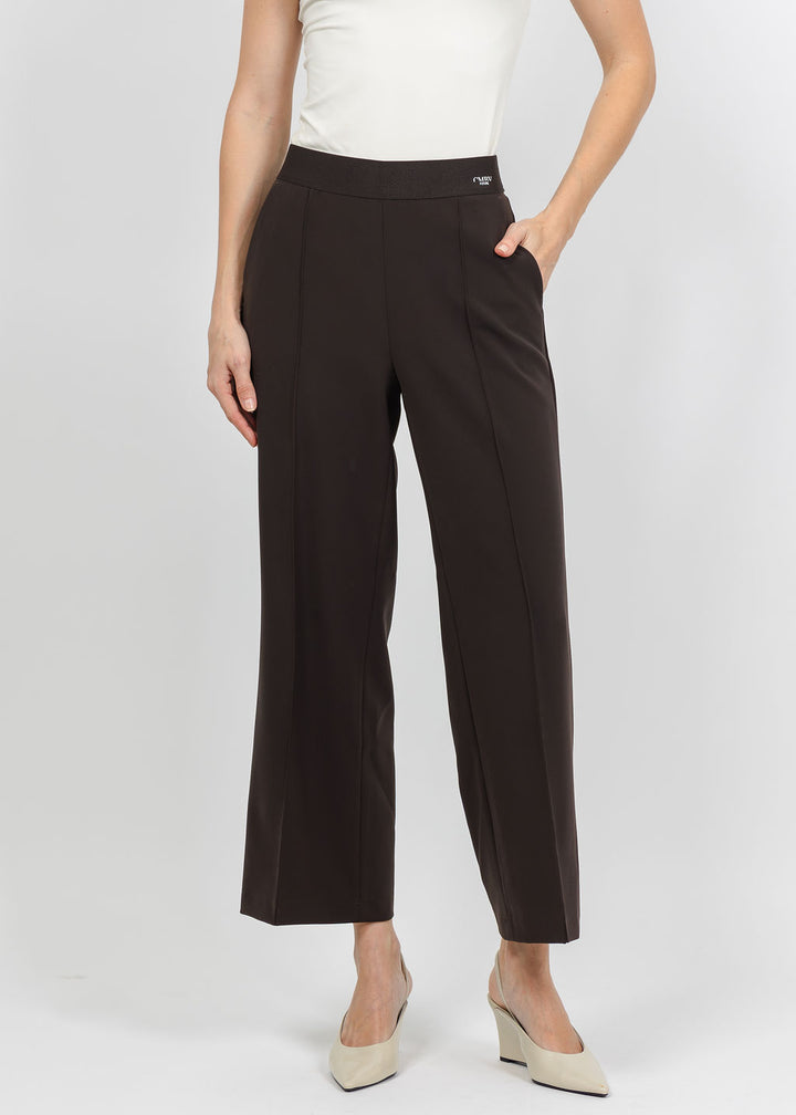 Cambio Cameron Pull-On Crop Pant in Dark Choco available at Barbara Katz