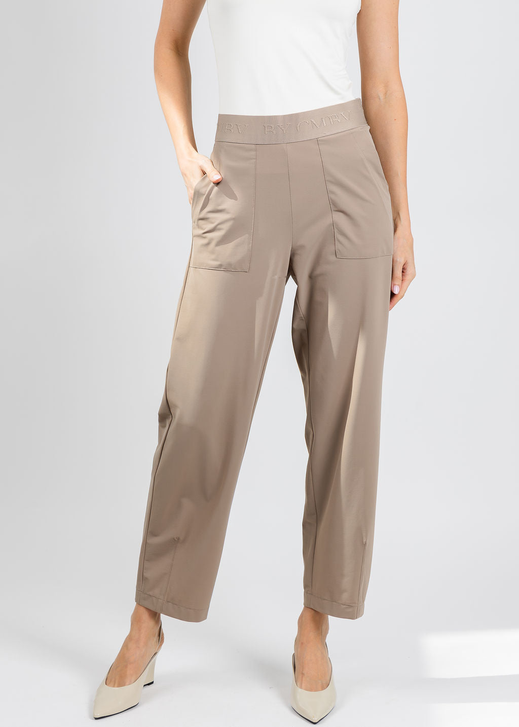 Cambio Elena Utility Pants in Dark Taupe available at Barbara Katz