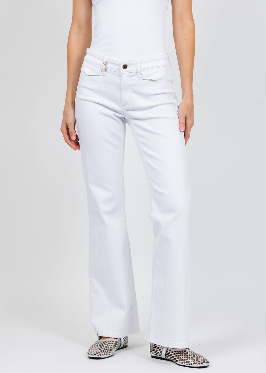 Cambio Fabienne Pocket Jeans in White available at Barbara Katz