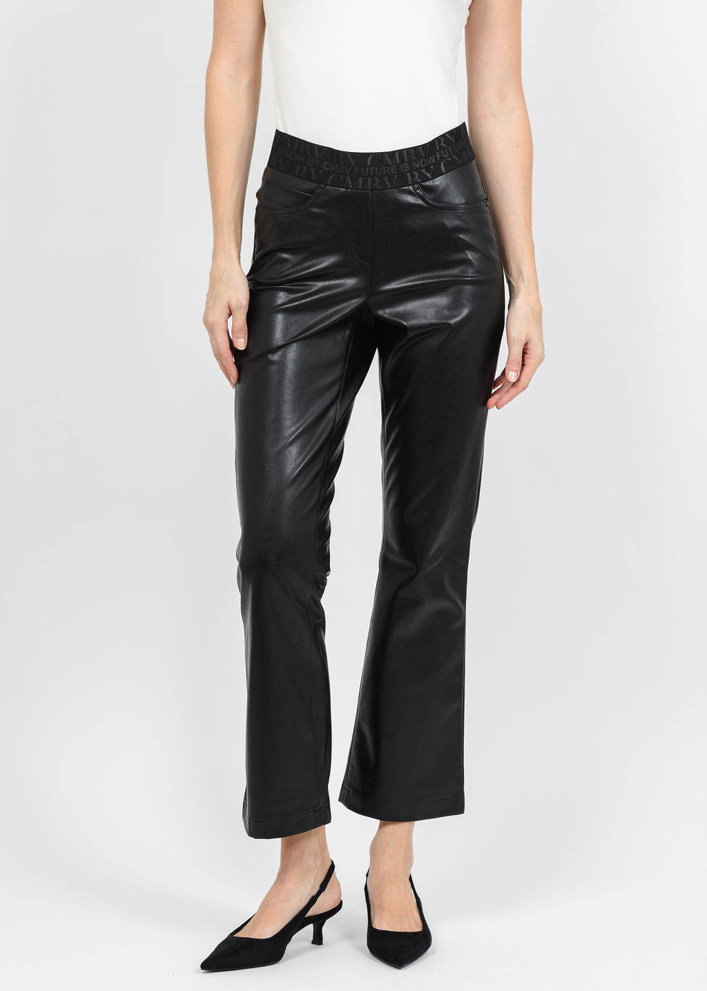 Cambio Felice Vegan Leather Pull-On Pant in Black available at Barbara Katz