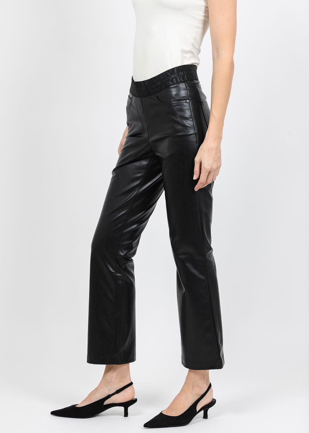 Cambio Felice Vegan Leather Pull-On Pant in Black available at Barbara Katz