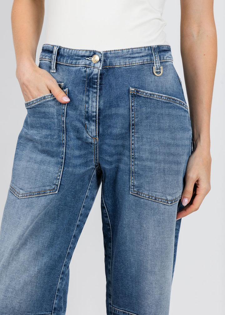 Cambio Ocean Slim Barrel Jeans in Denim available at Barbara Katz