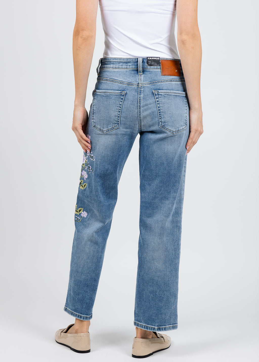 Cambio Paris Straight Ankle Jeans in Summer Distressed available at Barbara Katz