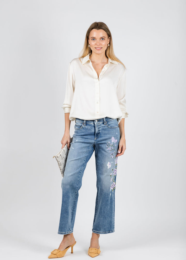 Cambio Paris Straight Ankle Jeans in Summer Distressed available at Barbara Katz