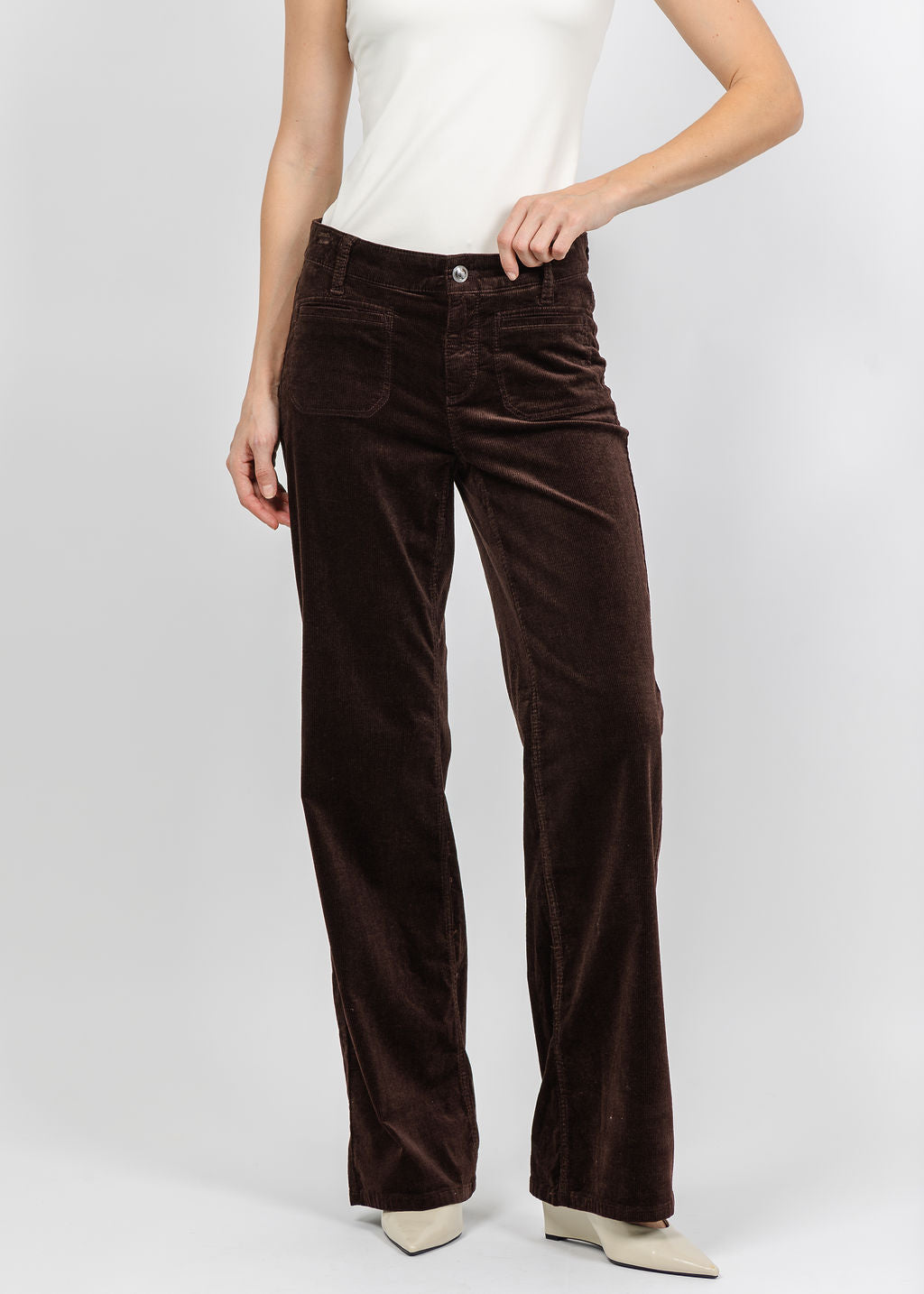 Cambio Tess Corduroy Jean in Dark Chocolate available at Barbara Katz