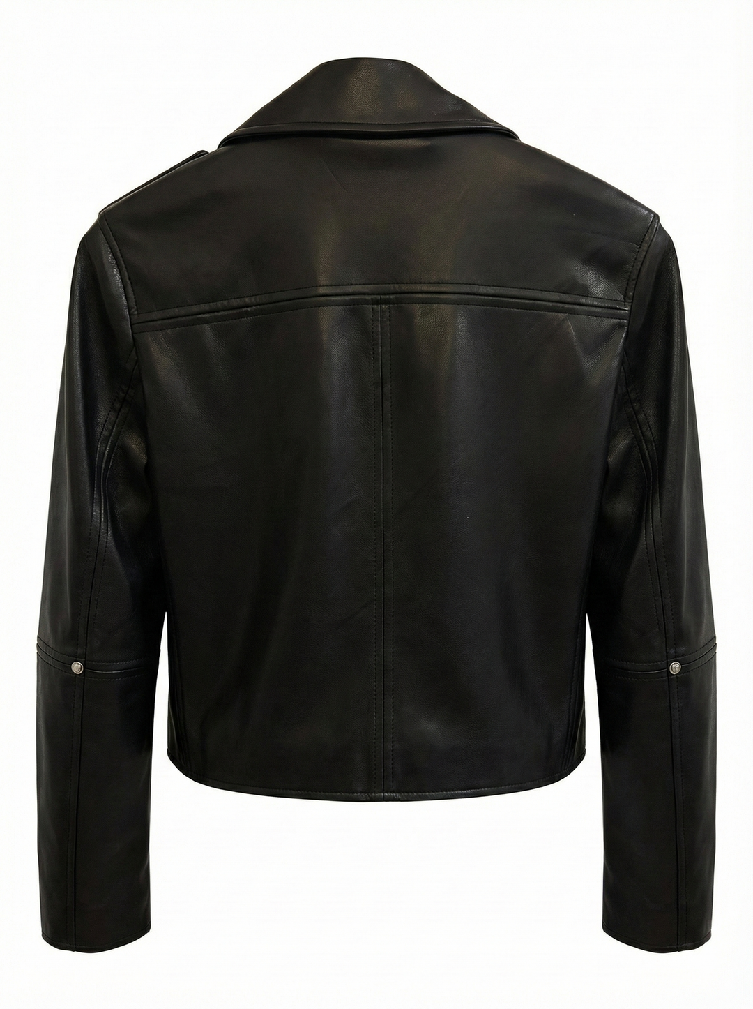 Adroit Atelier Camille Open Front Vegan Leather Jacket in Black available at Barbara Katz
