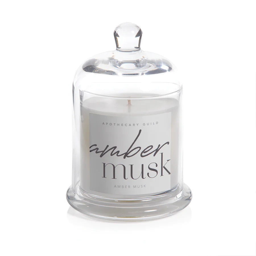 Zodax Candle Jar with Glass Dome - Amber Musk