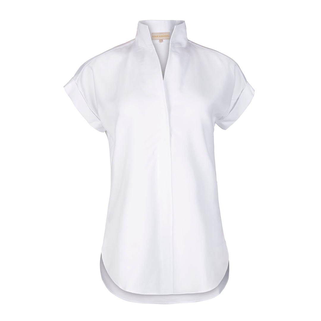 Sarah Alexandra White Lotus Cap Sleeve Shirt