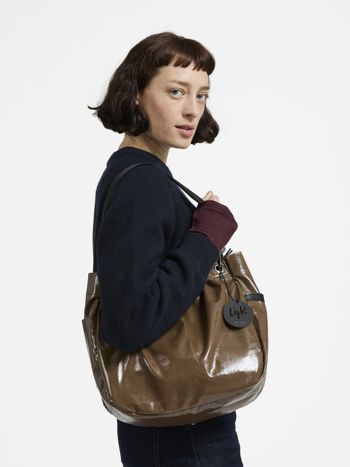 Jack Gomme Cara Light Aqua Tote Bag in Ecore available at Barbara Katz