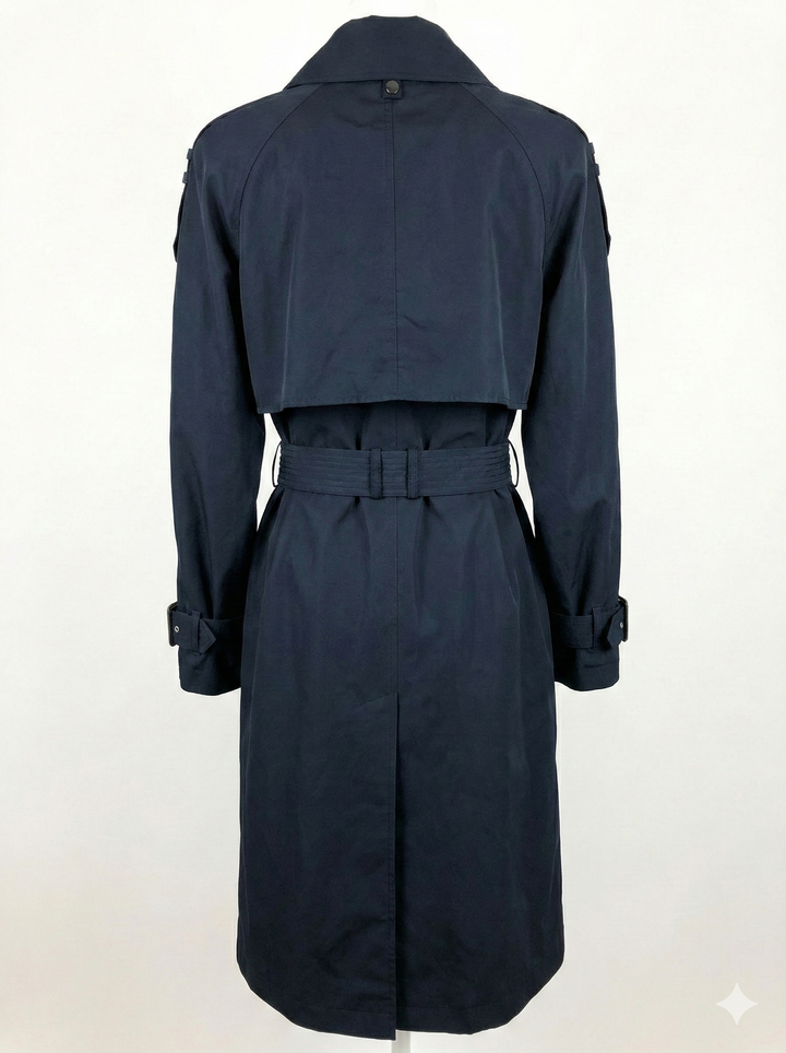 Adroit Atelier Cara Long Trench Coat in Navy available at Barbara Katz