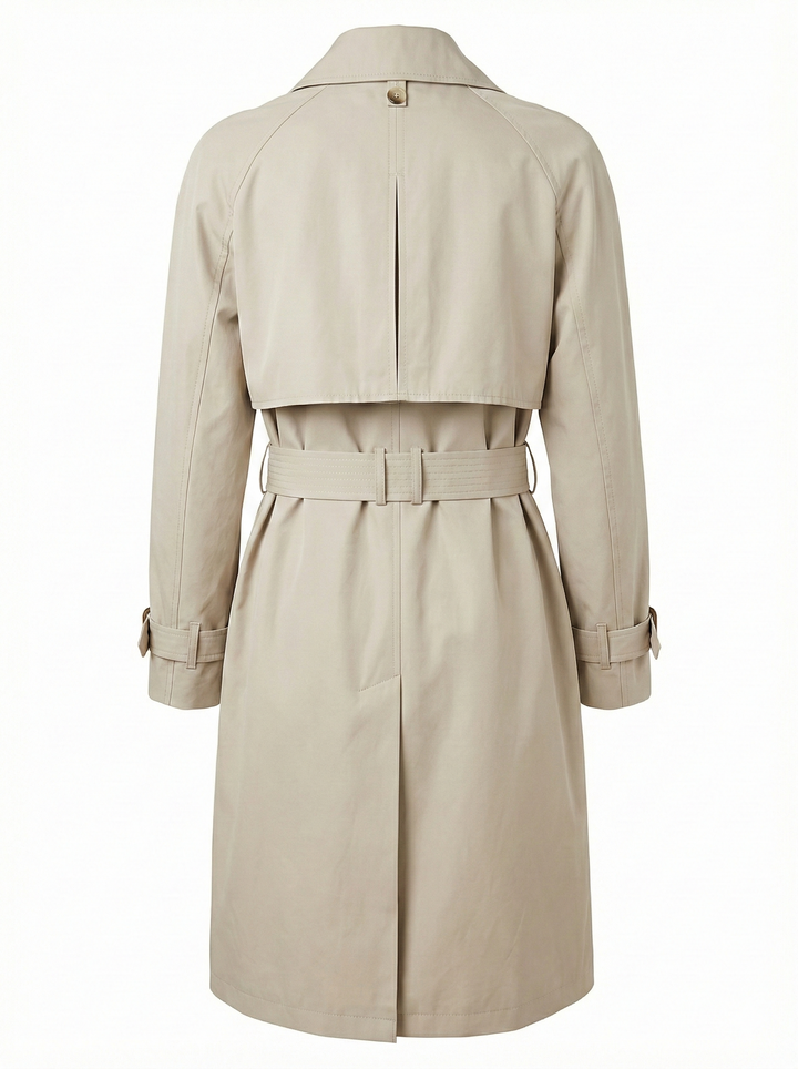 Adroit Atelier Cara Long Trench Coat in Elephant available at Barbara Katz