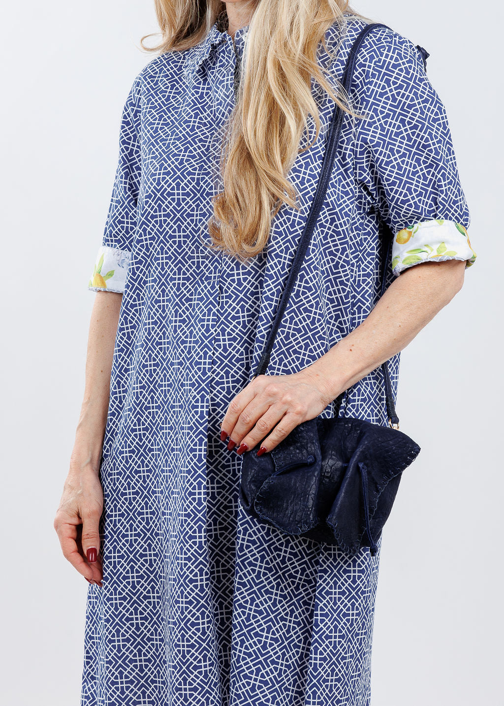Carlos Falchi Butterfly Mini Crossbody Bag in Navy available at Barbara Katz