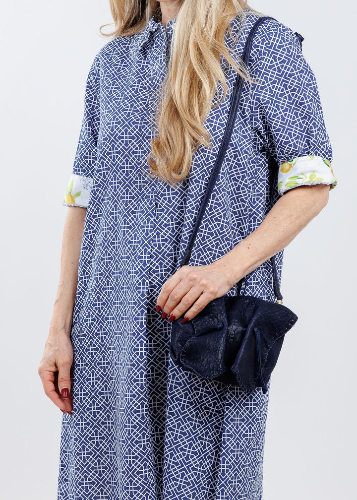 Carlos Falchi Butterfly Mini Crossbody Bag in Navy available at Barbara Katz