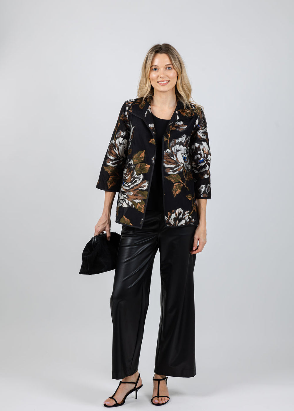 Autumn Bloom Devore Jacket in Multi/Black available at Barbara Katz