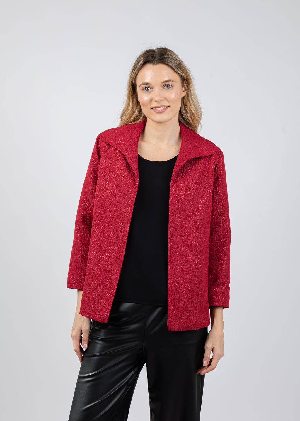 Caroline Rose Celebration A-Line Jacket in Red available at Barbara Katz