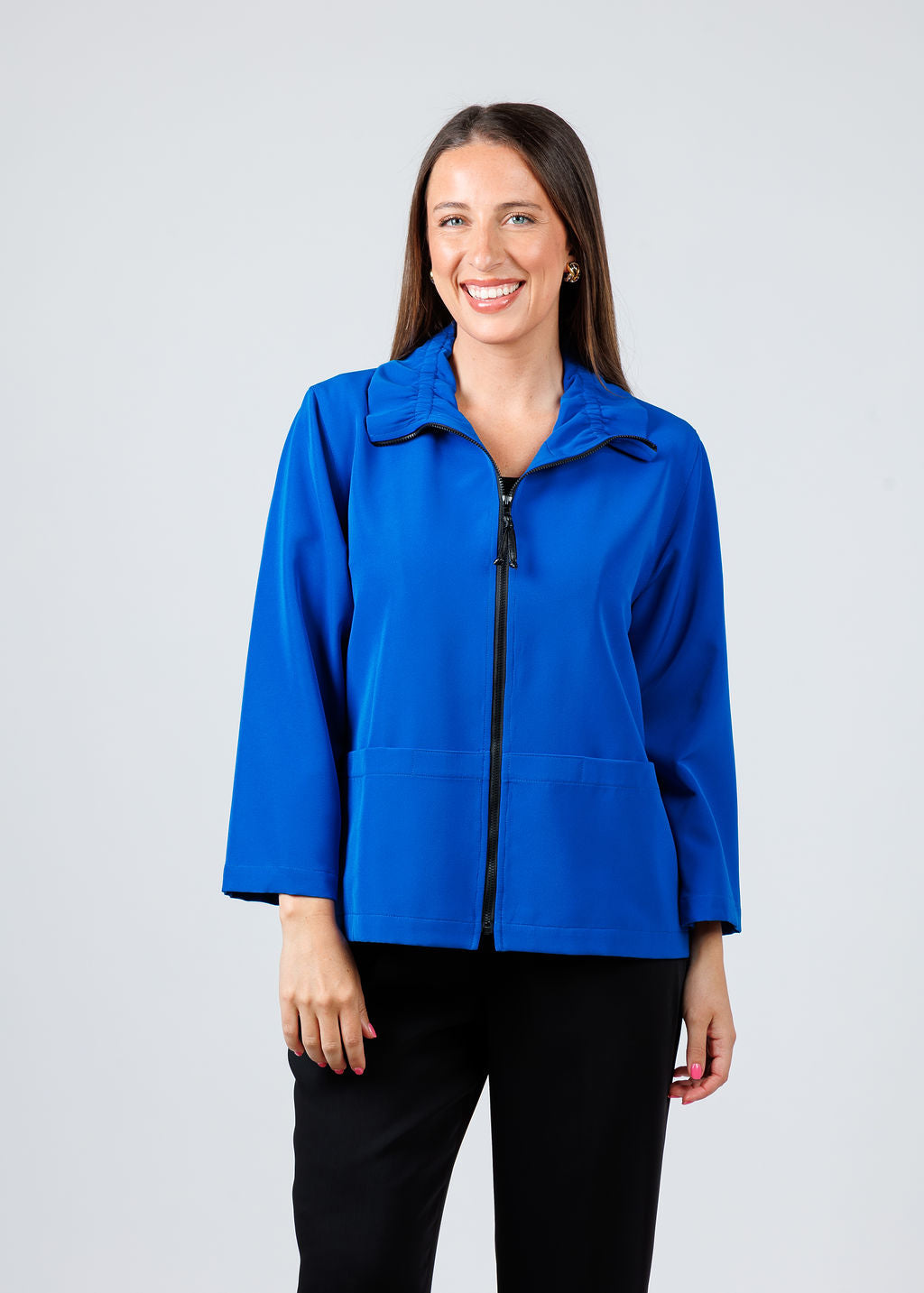 Caroline Rose Comfort Stretch Jacket in Royal Blue available at Barbara Katz