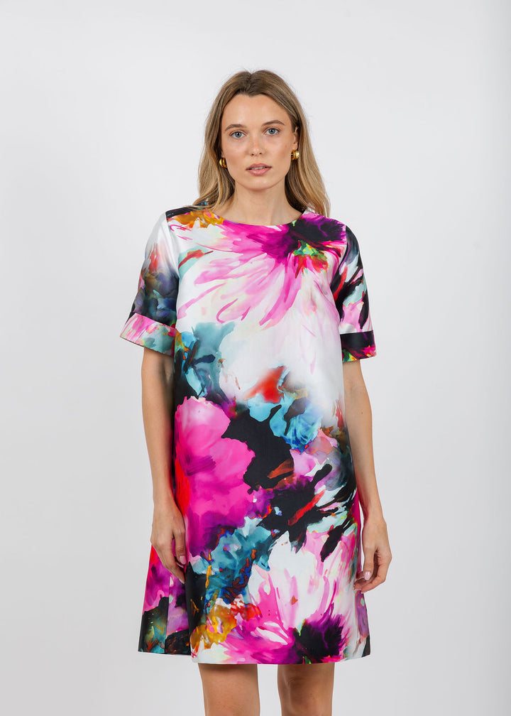 Caroline Rose Floral Fanfare Talia Dress in Multi available at Barbara Katz