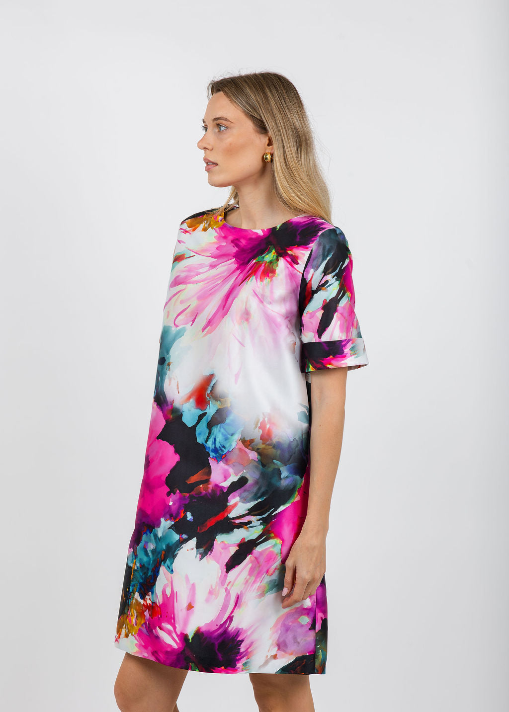 Caroline Rose Floral Fanfare Talia Dress in Multi available at Barbara Katz