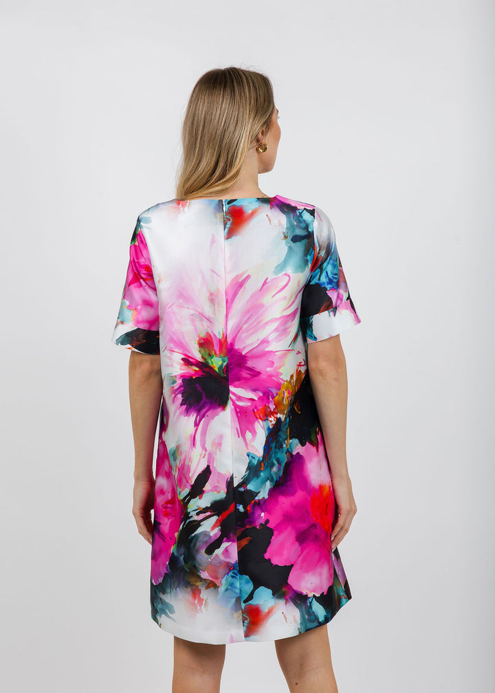 Caroline Rose Floral Fanfare Talia Dress in Multi available at Barbara Katz