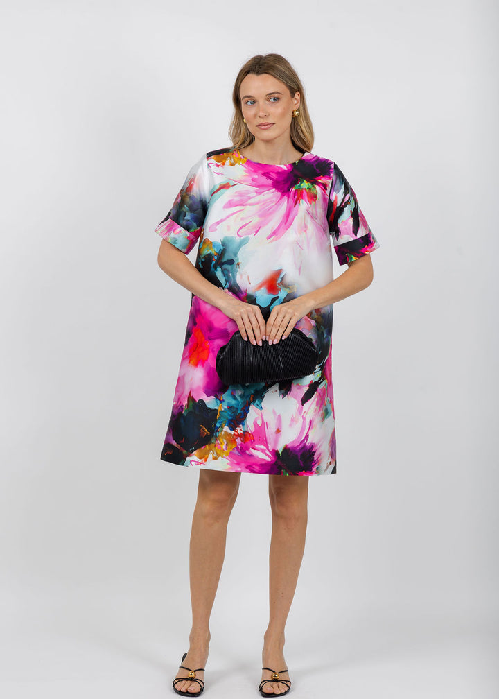 Caroline Rose Floral Fanfare Talia Dress in Multi available at Barbara Katz