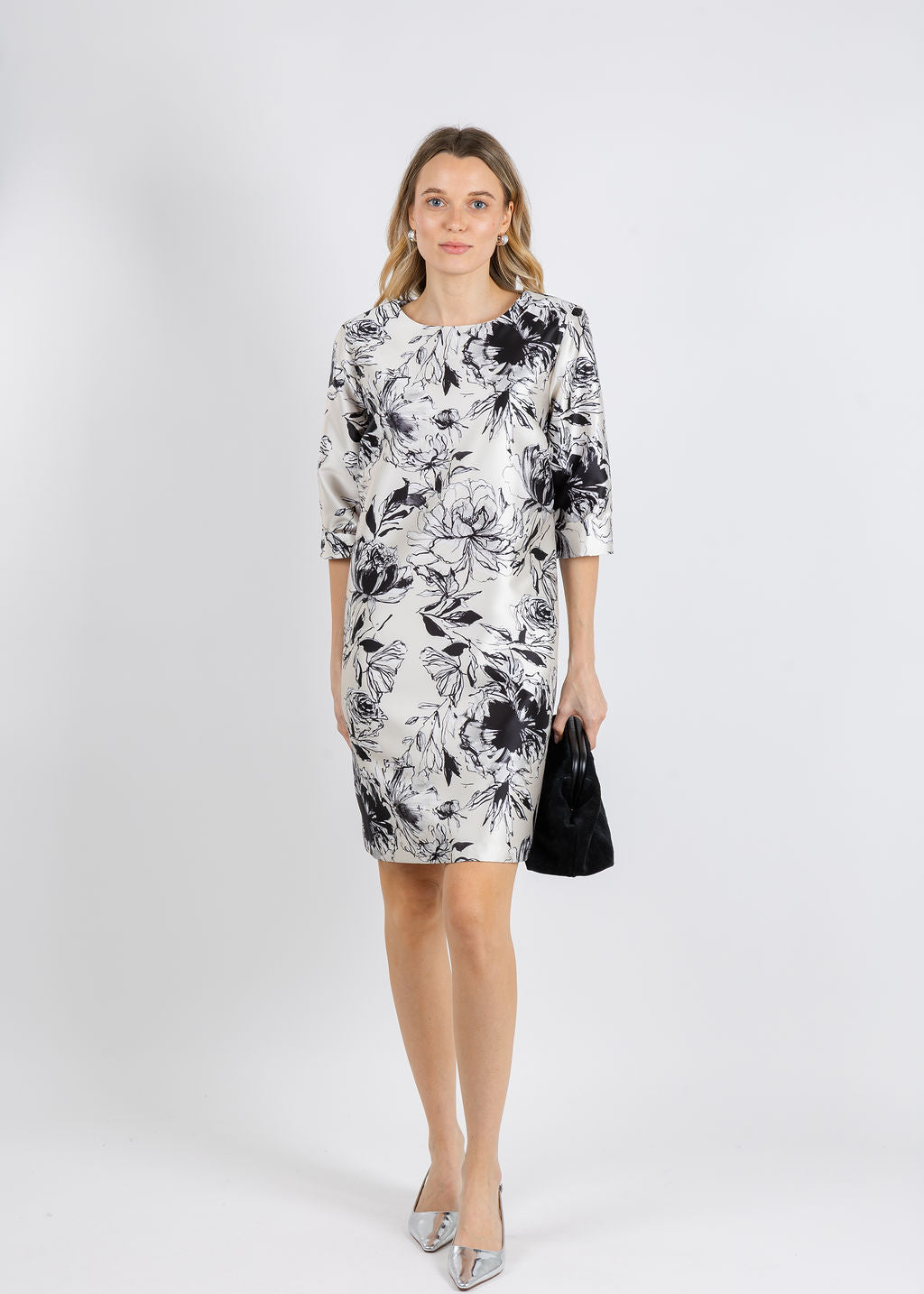 Caroline Rose Floral Gianna Dress in Ivory/Multi available at Barbara Katz