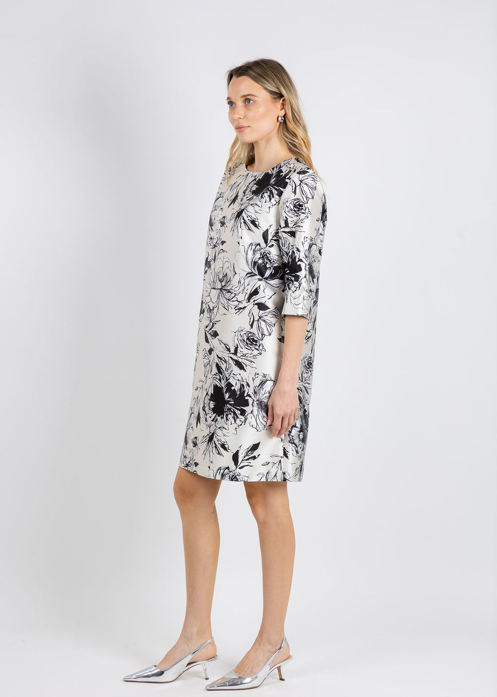 Caroline Rose Floral Gianna Dress in Ivory/Multi available at Barbara Katz