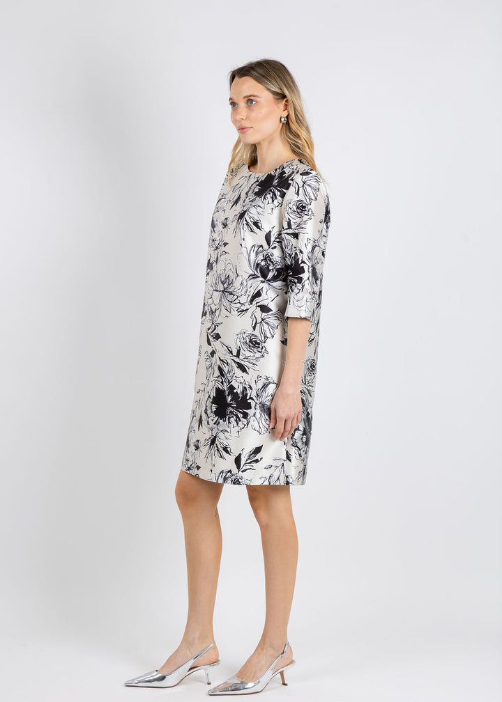 Caroline Rose Floral Gianna Dress in Ivory/Multi available at Barbara Katz