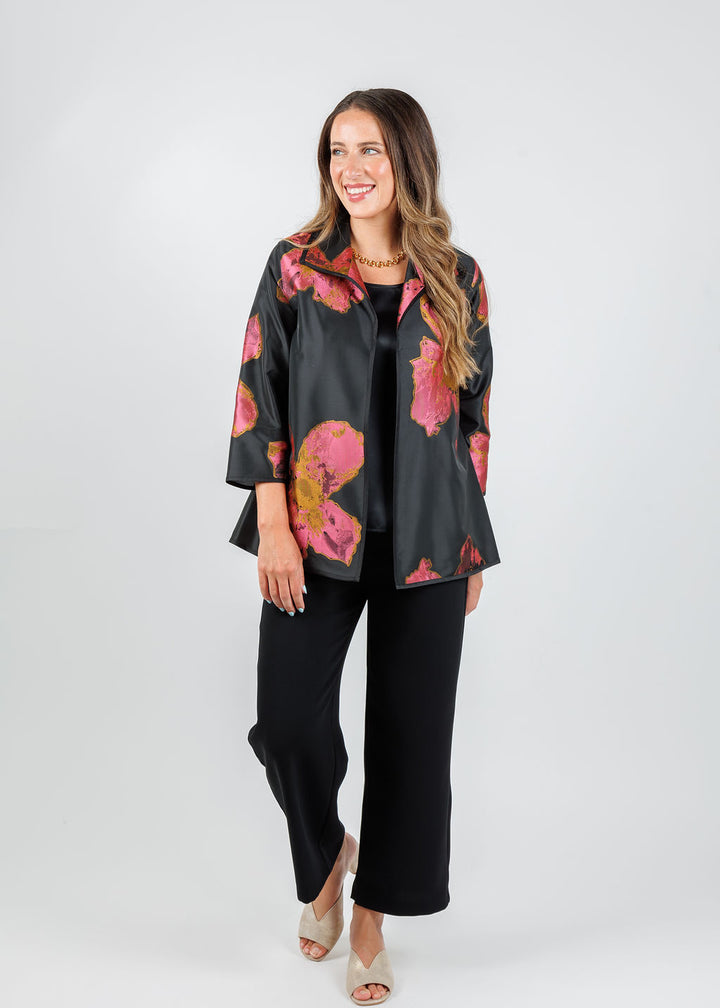 Caroline Rose Karoima Easy A-Line Blouse in Pink/Black available at Barbara Katz