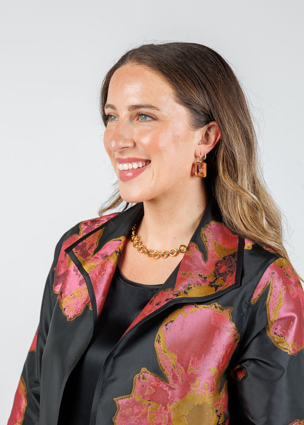 Caroline Rose Karoima Easy A-Line Blouse in Pink/Black available at Barbara Katz