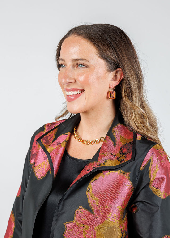 Caroline Rose Karoima Easy A-Line Blouse in Pink/Black available at Barbara Katz