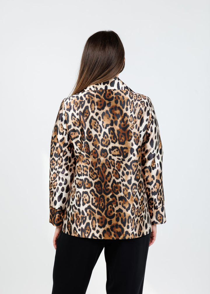 Caroline Rose Leopard Print Jacket in Multi/Black available at Barbara Katz