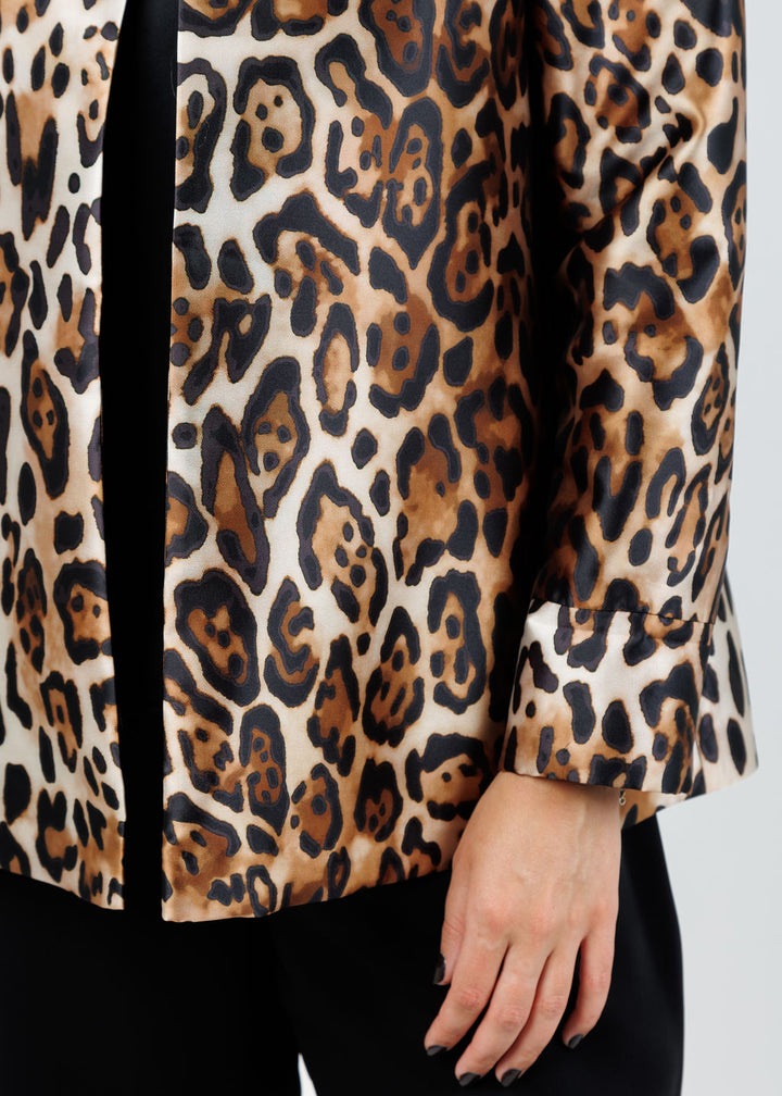 Caroline Rose Leopard Print Jacket in Multi/Black available at Barbara Katz