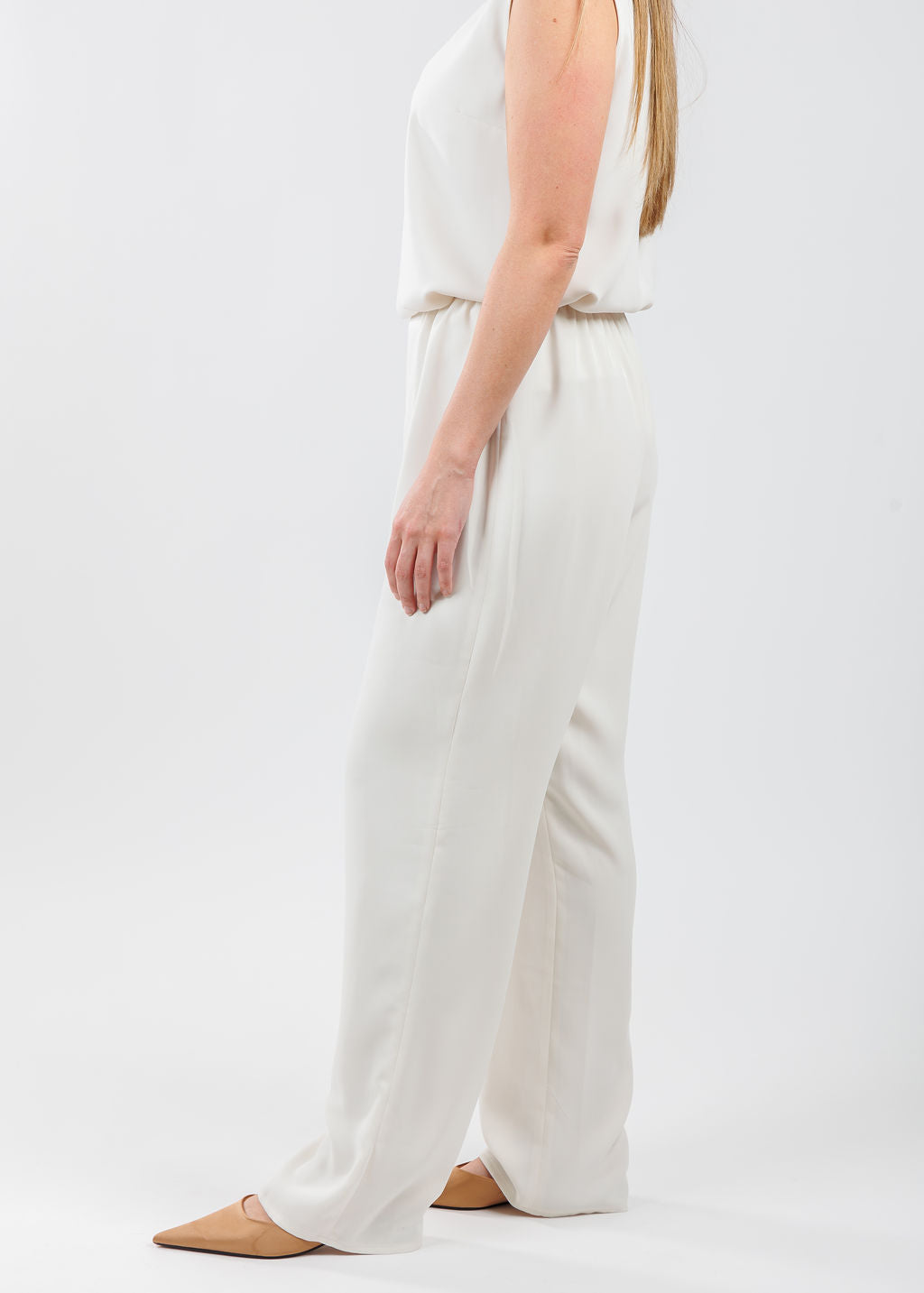 Caroline Rose Matte Crepe Straight Leg Pants in Ivory available at Barbara Katz